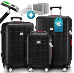 Deuba Set de valize de călătorie cu 3 piese cu accesorii - negru Valiza
