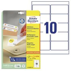 AVERY Etikett címke, 96x50, 8mm, 25lap 10 címke/lap visszaszedhető Avery (L4744REV-25) - nyomtassingyen