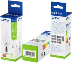 GTV LED fényforrás, E14, szélfújta gyertya forma, SMD2835, 6W, 520lm, 52mA, 4000K, 160°, 180-250V/AC (GTV-LD-SMNGC30L-60) (GTV-LD-SMNGC30L-60)