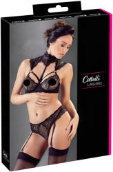 Cottelli Collection - galléros csipke melltartó szett (fekete) (22131501241) - szexshop