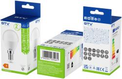 GTV LED fényforrás, E14, kisgömb forma, SMD2835, 3W, 225lm, 33mA, 4000K, 160°, 220-240V/AC (GTV-LD-SMNGB45B-30) (GTV-LD-SMNGB45B-30)