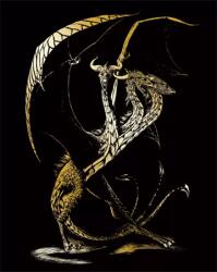 L and B Rézkarc arany, sárkány 20x25cm (GOLF26)