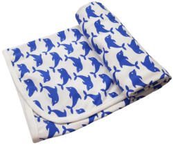 Vékony dupla pamut takaró - Kék delfin