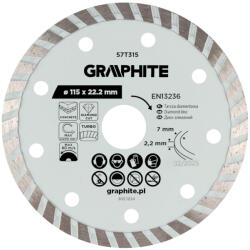 GRAPHITE Gyémánt vágókorong 115x22.2mm, turbo, száraz (57T315) - storeplace
