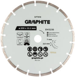 GRAPHITE Gyémánt vágókorong 230x22.2mm, szegmenses, száraz (57T313) - storeplace