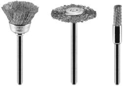 GRAPHITE Csapos kefe készlet 3db, acélsodrony befejezőkefe, pohárkefe, kerékkefe (55H066)