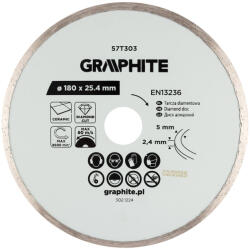 GRAPHITE Gyémánt vágókorong 180x25, 4mm, vizes (57T303) - storeplace