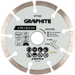 GRAPHITE Gyémánt vágókorong 115x22.2mm, szegmenses, száraz (57T305) - storeplace
