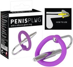 You2Toys Penisplug - szilikon makkgyűrű kúpos dilátorrall (lila-ezüst) - shop