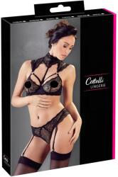 Cottelli Collection - galléros csipke melltartó szett (fekete) (22131501241) - sexshopcenter