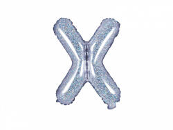 PartyDeco X betű mini fólia lufi - hologramos 35cm