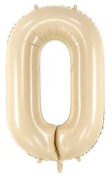 PartyDeco 0-ás születésnapi szám fólia lufi - bézs 72 cm
