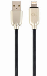 Gembird (CC-USB2R-AMLM-2M) 2m fekete gumis USB2.0 / Lightning kábel