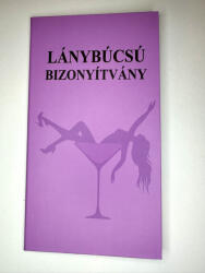  Lánybúcsú Bizonyítvány - vicces oklevél menyasszonyoknak (CQ04401)