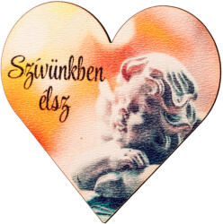 Valex Decor 4db. "Szívünkben élsz" feliratos dekor fa szívecske 6 x 6cm (GV11-75)