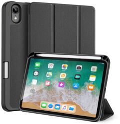 Dux Ducis DOMO tok álló, bőr hatású (aktív FLIP, oldalra nyíló, TRIFOLD Apple pencil tartó, textil minta) FEKETE Apple IPAD mini 6 (2021) (GP-110262)