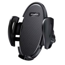 Awei X38 autós tartó (szellőzőre, automata, karbon minta, 4-6.8" méret) FEKETE Huawei P60 Pro, Asus ROG Phone 7, Xiaomi Redmi A2 Plus (X38_B)