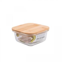 Casa Plastor Cutie pentru alimente, patrata, din sticla termorezistenta, capac din bambus, 800 ml, Bamboo (430-P-B-800)