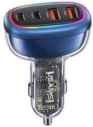 USAMS C33 autós töltő 2 USB+2 Type-C aljzat (120W, PD gyorstöltő 3.0) SÖTÉTKÉK (CC169CC01)
