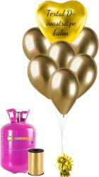 Personal Set de petrecere personalizat cu heliu - Inimă aurie 31 buc