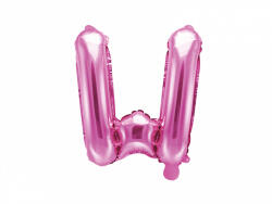 PartyDeco Balon din folie Mini - Litera W 35 cm roz