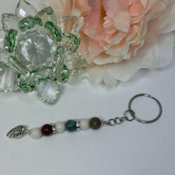  Indiai Achát -Fehér Jáde ásvány Kulcstartó