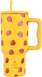 Estia Home Art Straw Tumbler XL Save the Aegean Reciclabil Pahar cu mâner Termos Oțel inoxidabil Fără BPA 900ml Berry Bright cu Pai și Mâner 01-32029 (01-32029)