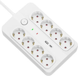 Technik 8 Plug + 2 USB 1,5 m Switch (TP1255)