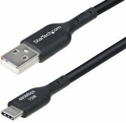 StarTech - 4 m-es USB-A - USB-C töltőkábel, töltés és szinkronizálás, 3A gyors töltőkábel - USB2AC4MBKE (USB2AC4MBKE)