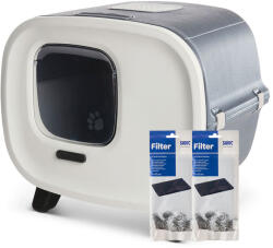 SAVIC Savic Mira macska WC, kezdő szett: macska WC szürke/fehér + 2 db szűrő