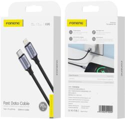 FONENG kábel X95 USB-C - Lightning PD 20W 1.2M Fekete