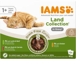 Iams 48x85g IAMS Advanced Nutrition Grain Free Land Collection szószban nedves macskatáp