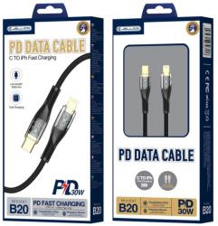 Jellico kábel B20 USB-C - Lightning PD 30W 1M Fekete
