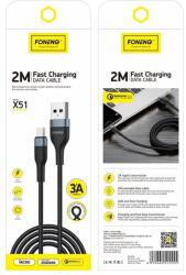 FONENG kábel X51 Micro USB 3A 2M Fekete