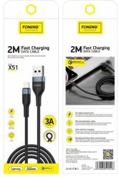 FONENG X51 Lightning kábel 3A 2M fekete