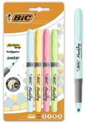 BIC Evidentiatoare Highlighter Grip Pastel, varf tesit, mediu, 4 culori/set BIC 964859 (964859)