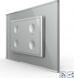 LIVOLO Intrerupator cvadruplu cap scara-cap cruce Livolo wireless cu touch rama din sticla Gri (vl-fc4sr-3ip-15)