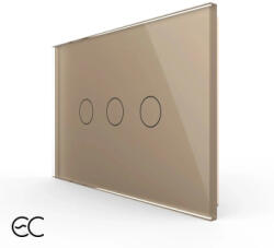 LIVOLO Intrerupator triplu cu touch Livolo din sticla standard Italian protocol ZigBee EC Auriu (VL-FC3Z2-3G-13)