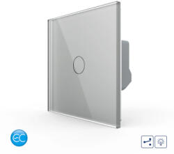 LIVOLO Intrerupator Simplu Cap Scara / Cruce cu Dimmer cu Touch LIVOLO din Sticla - Protocol ZigBee EC Gri (VL-FC1SD1Z2-2G-2I)