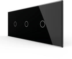 LIVOLO Intrerupator Simplu + Simplu + Simplu cu Touch LIVOLO cu Rama Din Sticla Standard Italian 6M Negru (VL-FC1/1/1-6B)
