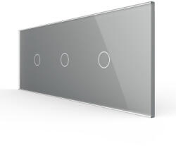 LIVOLO Intrerupator Simplu + Simplu + Simplu cu Touch LIVOLO cu Rama Din Sticla Standard Italian 6M Gri (VL-FC1/1/1-6I)