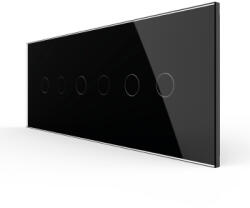 LIVOLO Intrerupator Dublu + Dublu + Dublu cu Touch LIVOLO cu Rama Din Sticla Standard Italian 6M Negru (VL-FC2/2/2-6B)