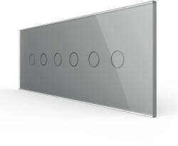 LIVOLO Intrerupator Dublu + Dublu + Dublu cu Touch LIVOLO cu Rama Din Sticla Standard Italian 6M Gri (VL-FC2/2/2-6I)