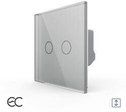 LIVOLO Intrerupator Dublu Draperie cu Touch LIVOLO din Sticla u2013 Protocol ZigBee EC Gri (VL-FC2NWZ2-2G-2I)