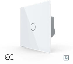 LIVOLO Intrerupator Simplu cu Variator si Touch LIVOLO din Sticla - Protocol ZigBee EC Alb (VL-FC1D1Z2-2G-2W)