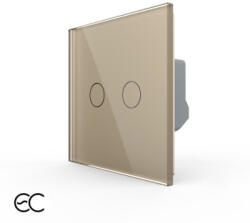 LIVOLO Intrerupator Dublu cu Touch LIVOLO din Sticla - Protocol ZigBee EC Auriu (VL-FC2Z2-2G-2A)
