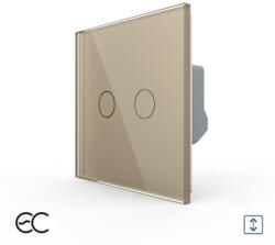 LIVOLO Intrerupator Dublu Draperie cu Touch LIVOLO din Sticla - Protocol ZigBee EC Auriu (VL-FC2NWZ2-2G-2A)