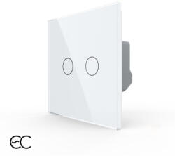 LIVOLO Intrerupator Dublu cu Touch LIVOLO din Sticla - Protocol ZigBee EC Alb (VL-FC2Z2-2G-2W)