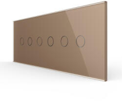 LIVOLO Intrerupator Dublu + Dublu + Dublu cu Touch LIVOLO cu Rama Din Sticla Standard Italian 6M Auriu (VL-FC2/2/2-6A)
