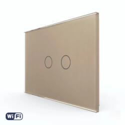 LIVOLO Intrerupator Dublu Wi-Fi cu Touch LIVOLO din Sticla - Standard Italian Auriu (VL-FC2NY-2G-3A)